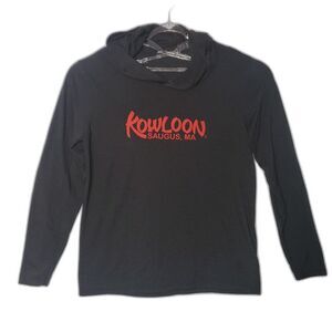 KOWLOON Saugus MA Black Long Sleeve Hooded T Shirt Womens Size Large
